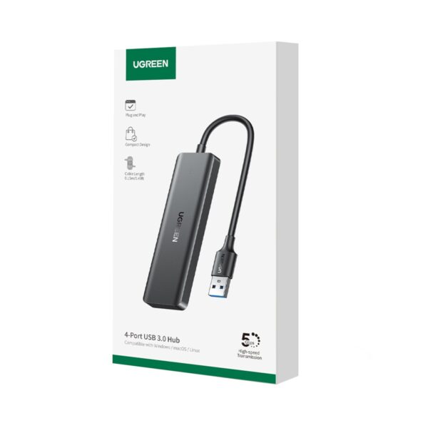 UGREEN 4-in-1 USB 3.0 Hub - High-Speed 5Gbps Data Transfer - Grey - Image 6