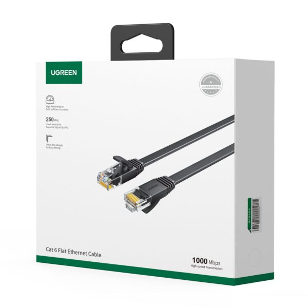 UGREEN NW102 Cat6 U/UTP Flat Ethernet Cable 15m - Black - Image 5