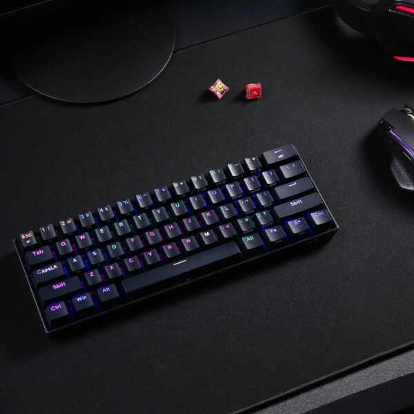 REDRAGON DRACONIC PRO Mechanical 61 Key|Bluetooth 5.0|RGB 9 Colour Modes|Rechargable Battery|Type-C Charging Cable Gaming Keyboard - Black - Image 5