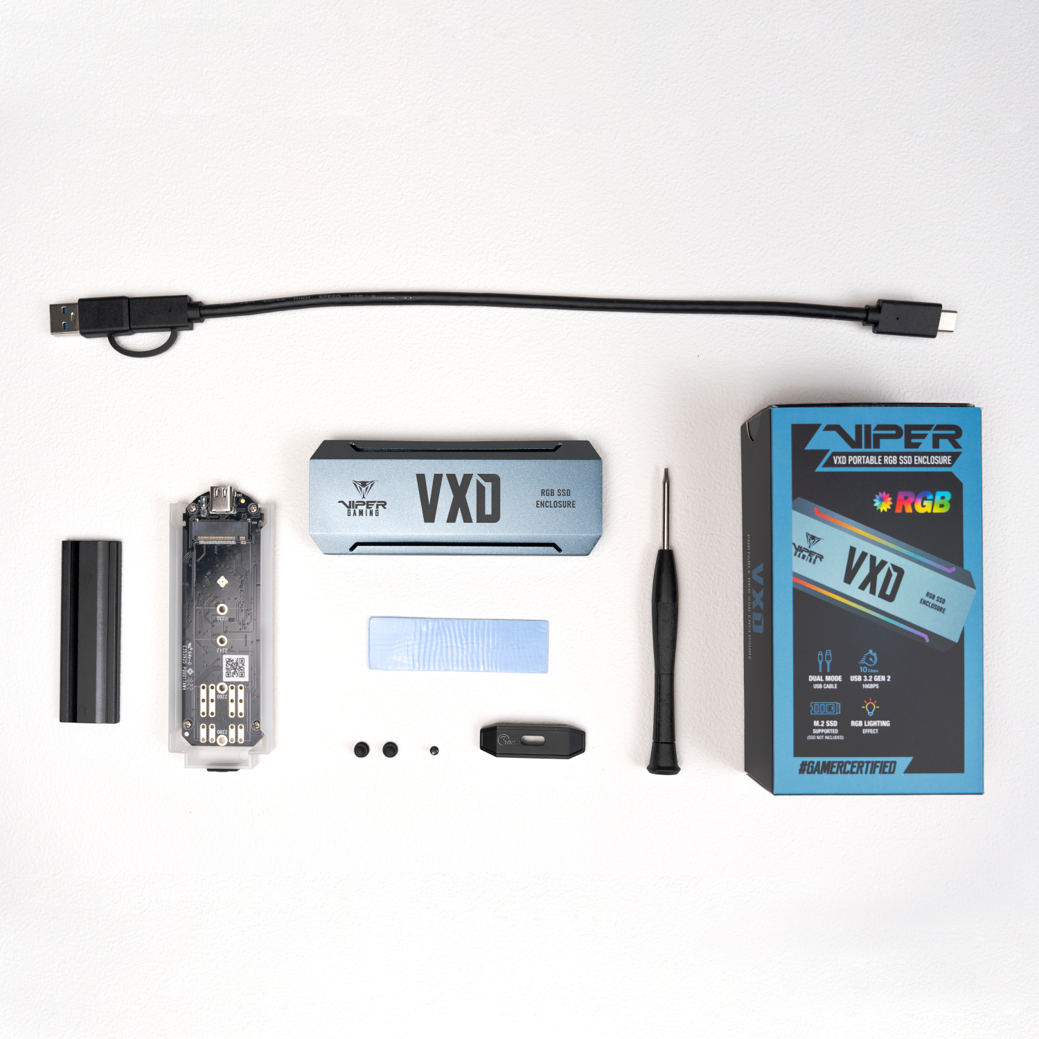 Patriot VXD M.2 PCIe RGB SSD Enclosure - Silver - Image 7