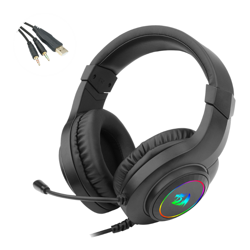 REDRAGON Over-Ear HYLAS Aux (Mic and Headset)|USB (Power Only)
RGB Gaming Headset - Black - Image 6