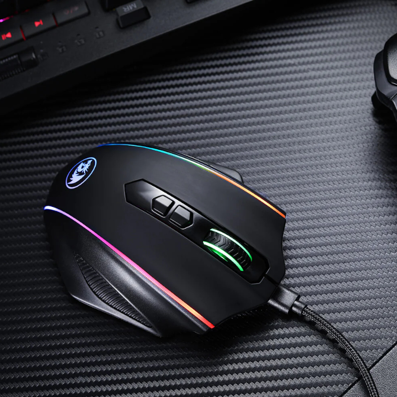 REDRAGON VAMPIRE ELITE Wireless 16000DPI|8 Button|Ergonomic Design|P3335 Optical Sensor|Type-C Cable|RGB Backlit Gaming Mouse - Black - Image 6