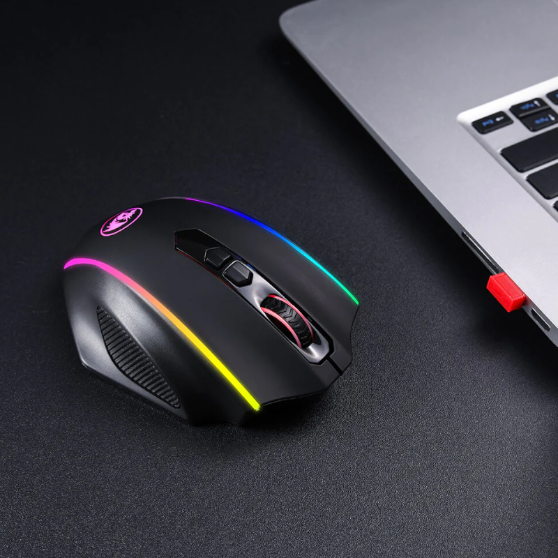 REDRAGON VAMPIRE ELITE Wireless 16000DPI|8 Button|Ergonomic Design|P3335 Optical Sensor|Type-C Cable|RGB Backlit Gaming Mouse - Black - Image 3
