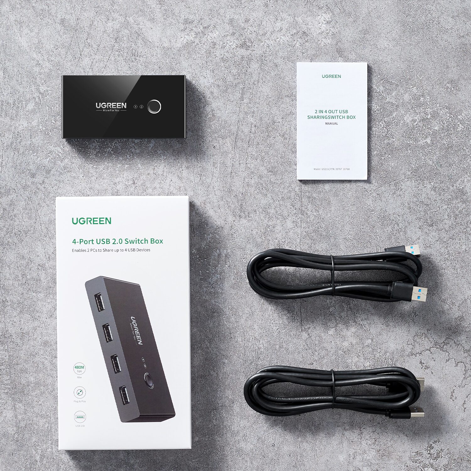 UGREEN USB 3.0 4-Port Switch Box, with 1.5m USB Cables - Image 5