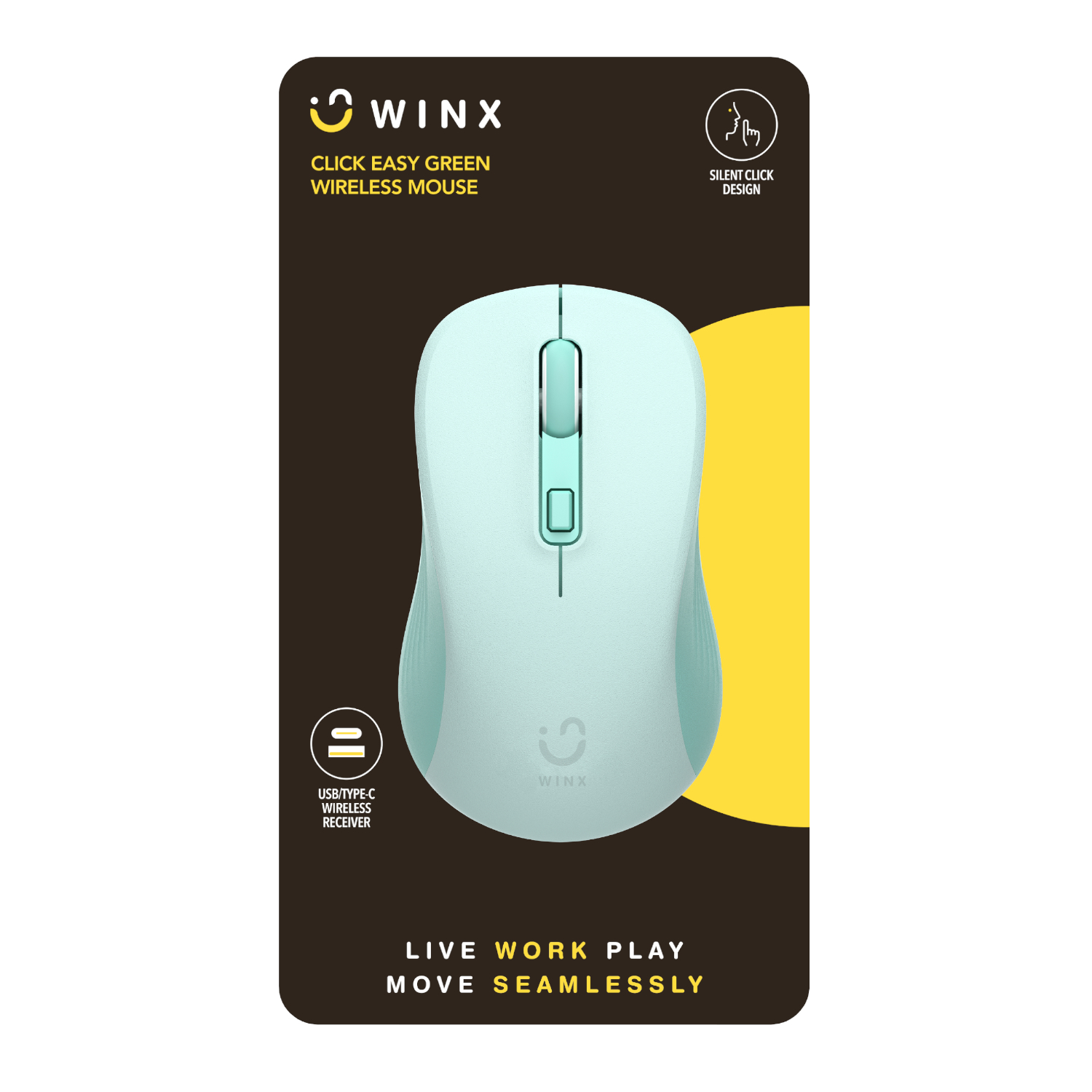 WINX CLICK Easy 1600DPI 2.4GHz Wireless Mouse - Green - Image 3
