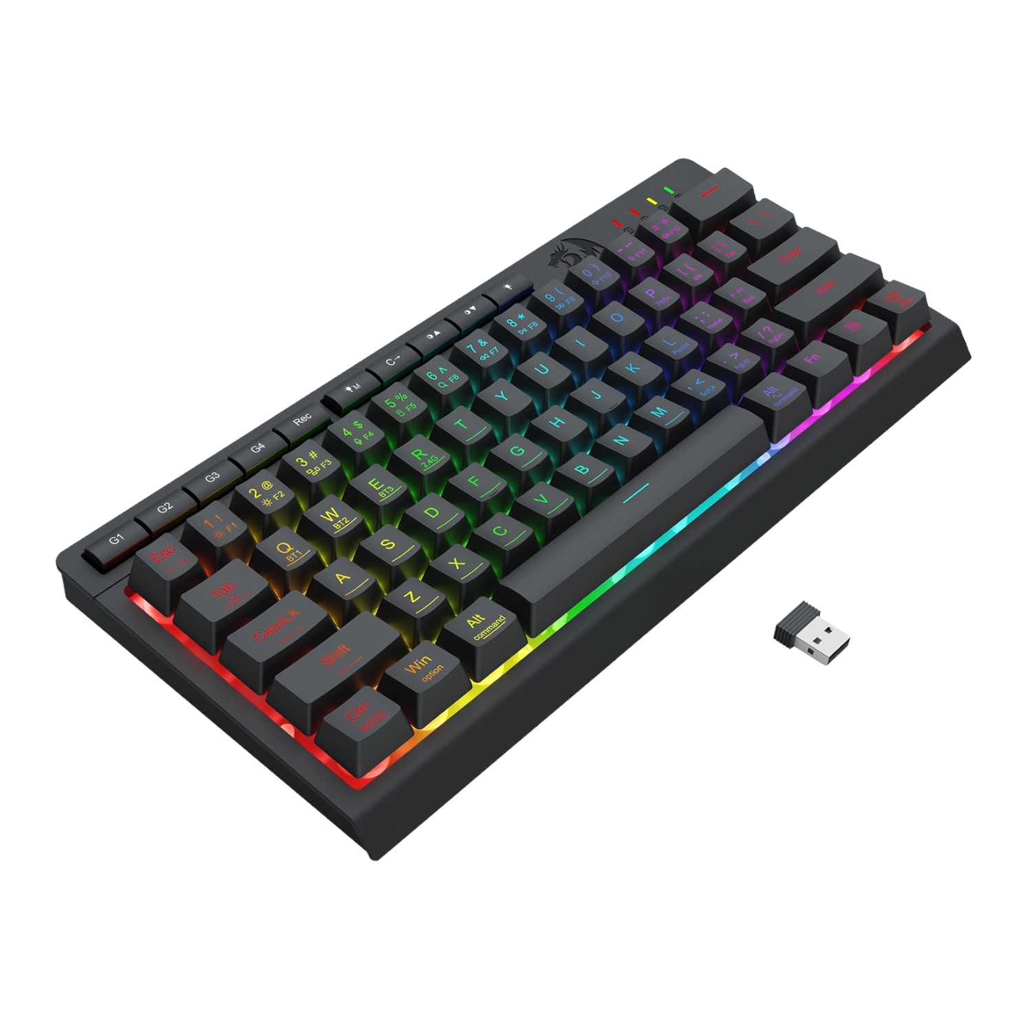 Redragon SHIVA K522 PRO RGB Wireless Gaming Keyboard- Black - Image 5
