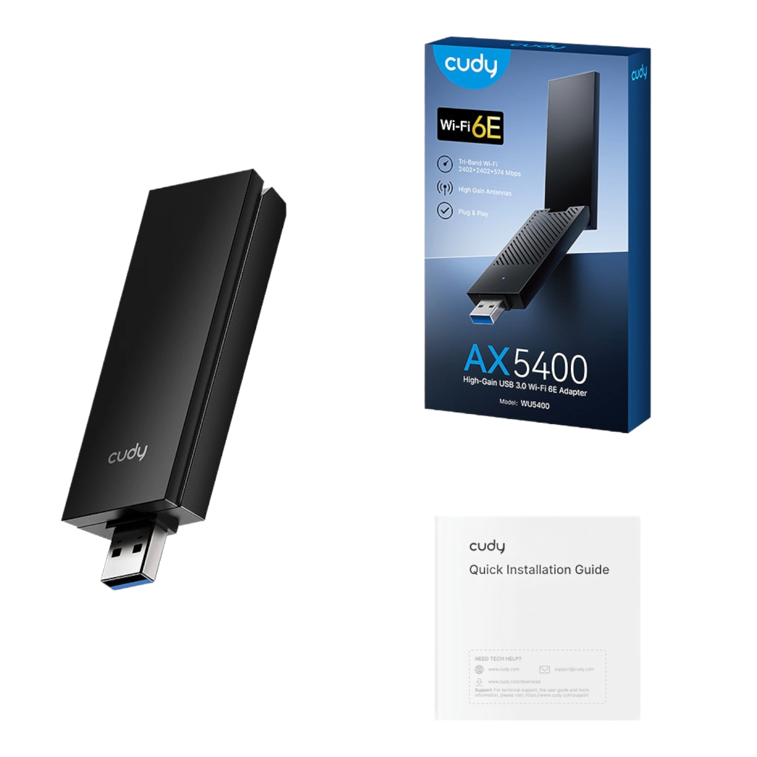 Cudy AX5400 Wi-Fi 6E USB 3.0 Tri-Band High-Gain Adapter-Black - Image 5