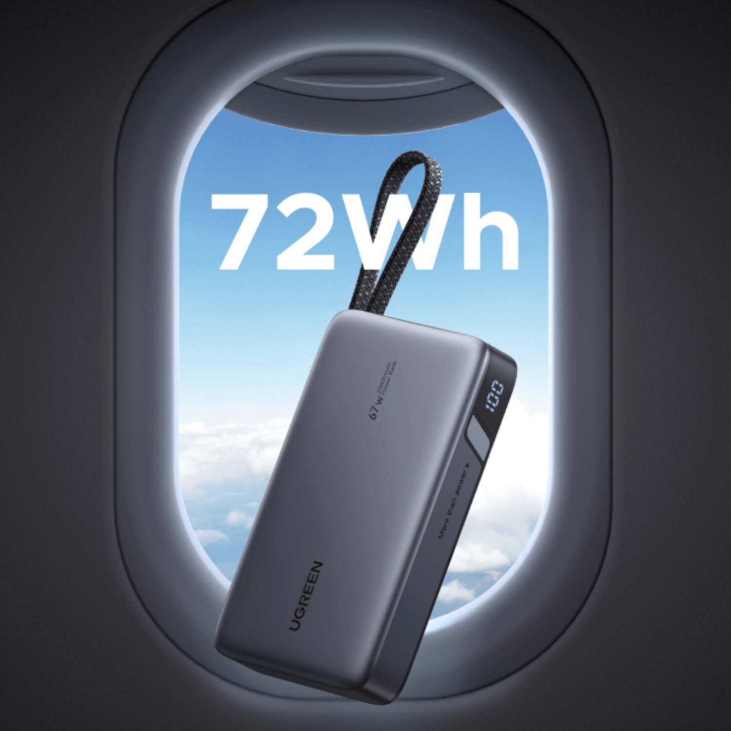 UGREEN 20000mAh 67W Nexode Power Bank with Built-in Cable - Image 4