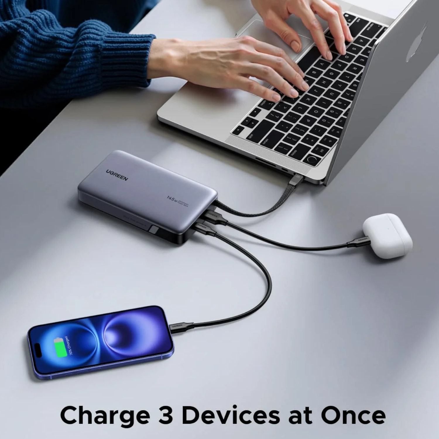 UGREEN Nexode 145W 20000mAh Power Bank with built-in USB Type-C Cable - Image 5