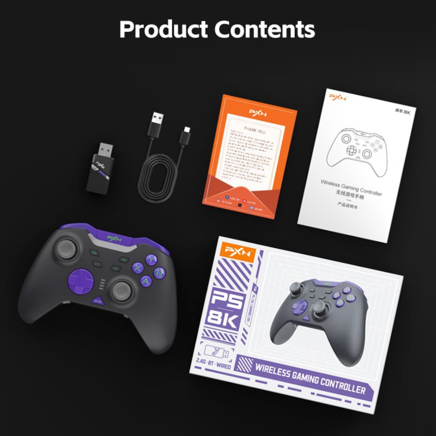 PXN P5 8K Wireless Gaming Controller - Black (PC/Switch/Android/iOS) - Image 7