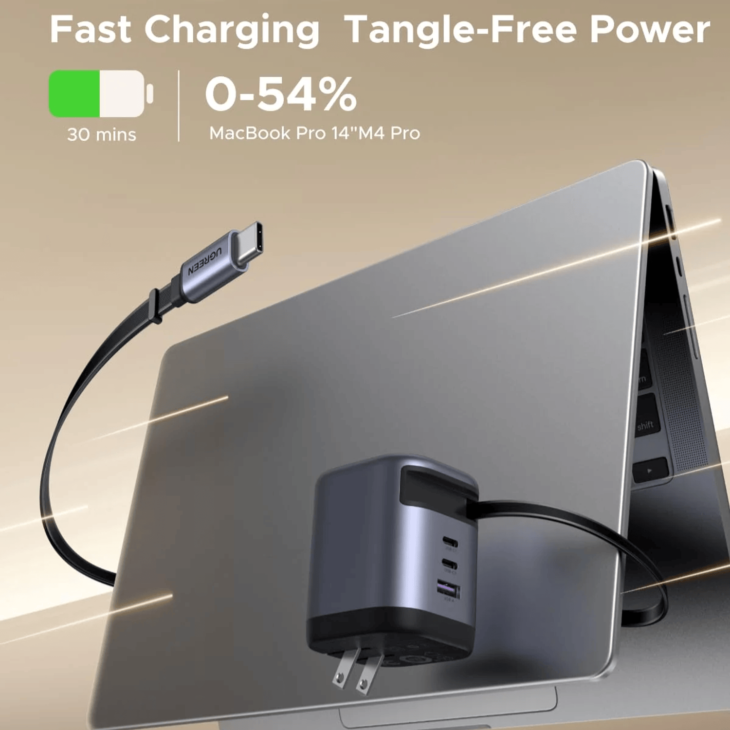 UGREEN Nexode 100W Charger with Retractable USB Type-C Cable - Image 2