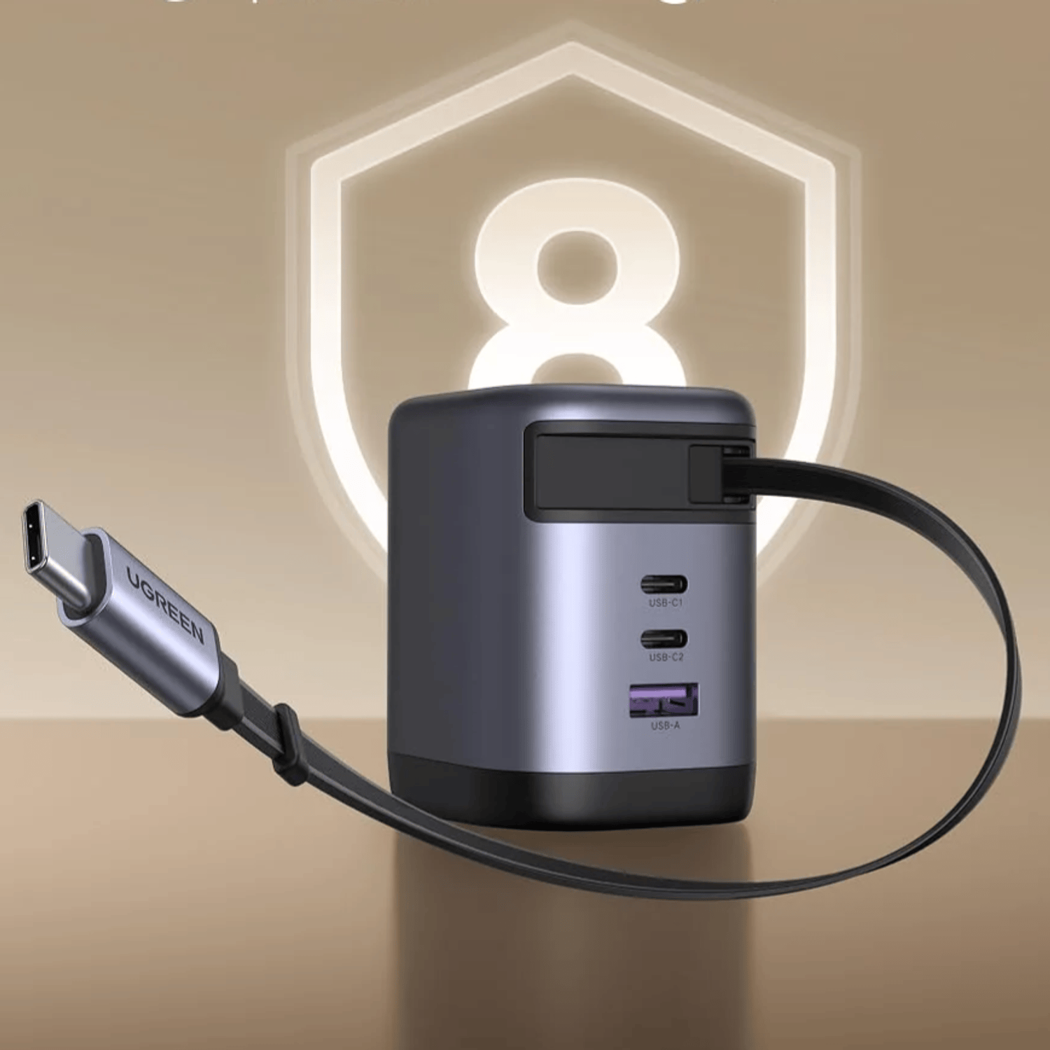 UGREEN Nexode 100W Charger with Retractable USB Type-C Cable - Image 3