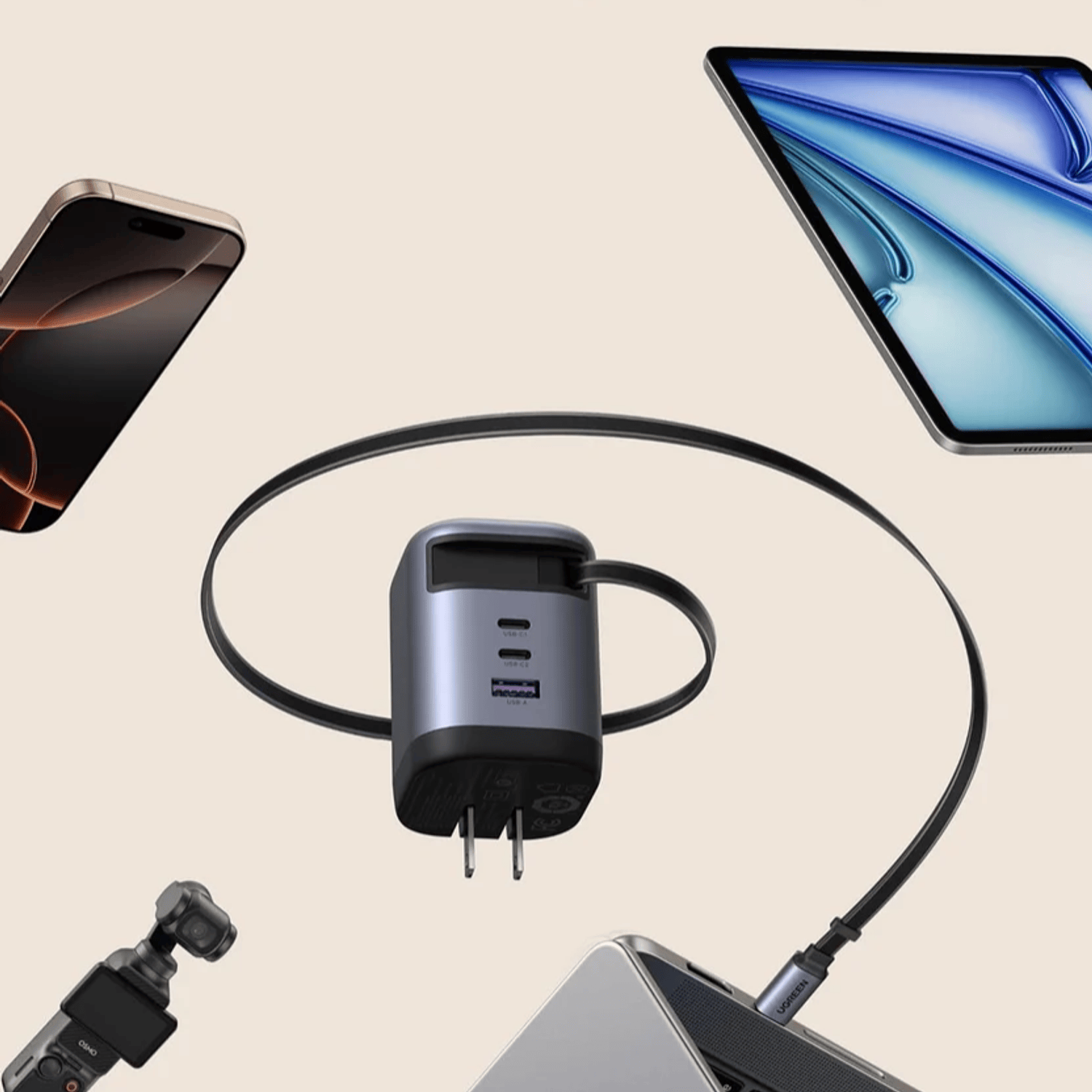 UGREEN Nexode 100W Charger with Retractable USB Type-C Cable - Image 5