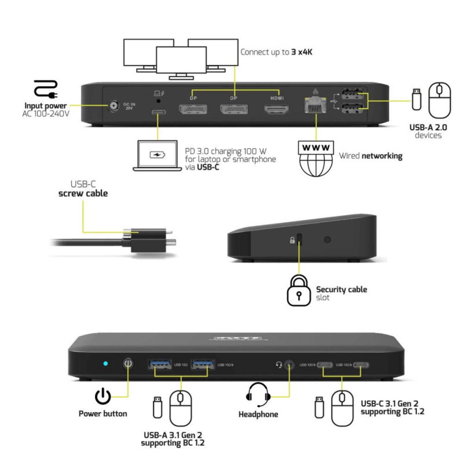 PORT Office docking station 3 X 4 USB-C 11 devices 100W - Image 6