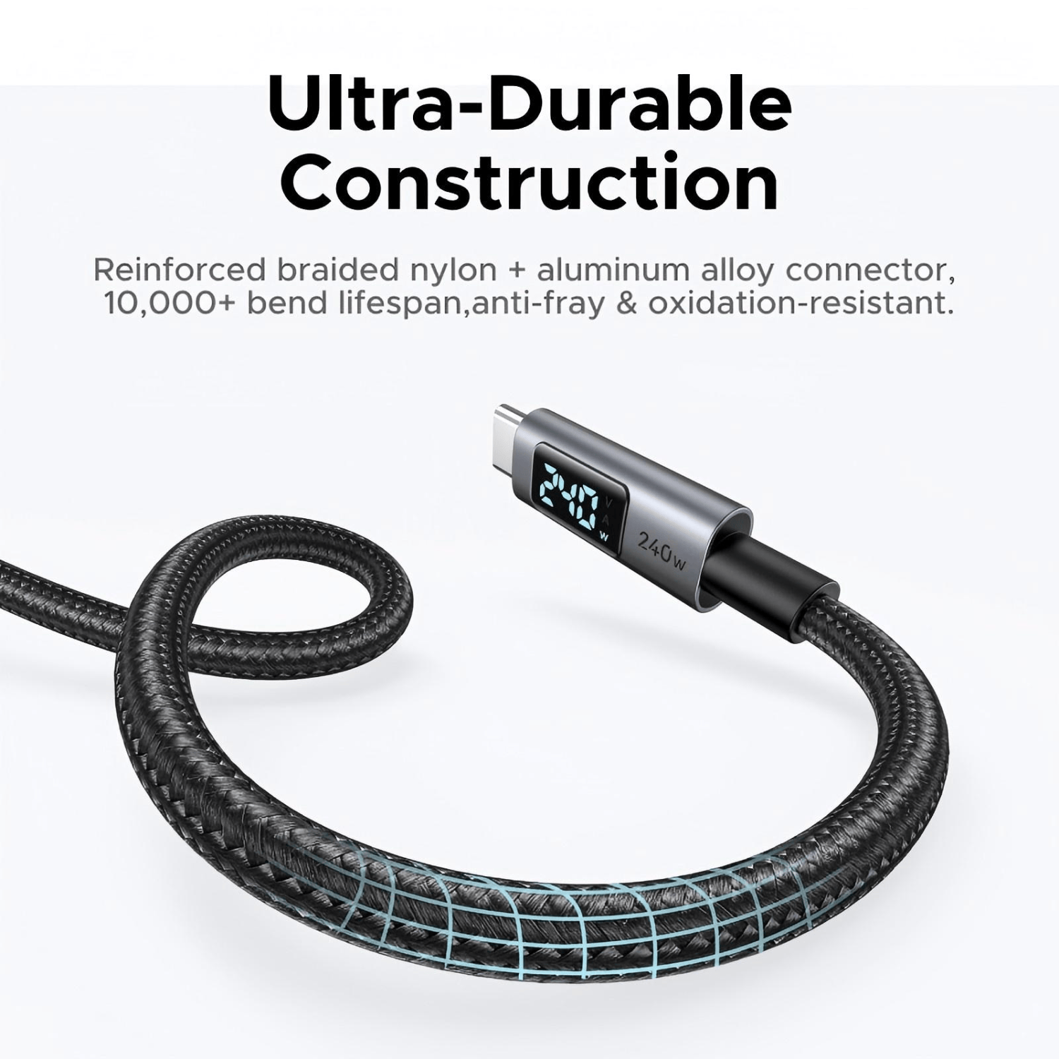 UGREEN 240W USB Type-C Cable with LED Display 2M - Image 5