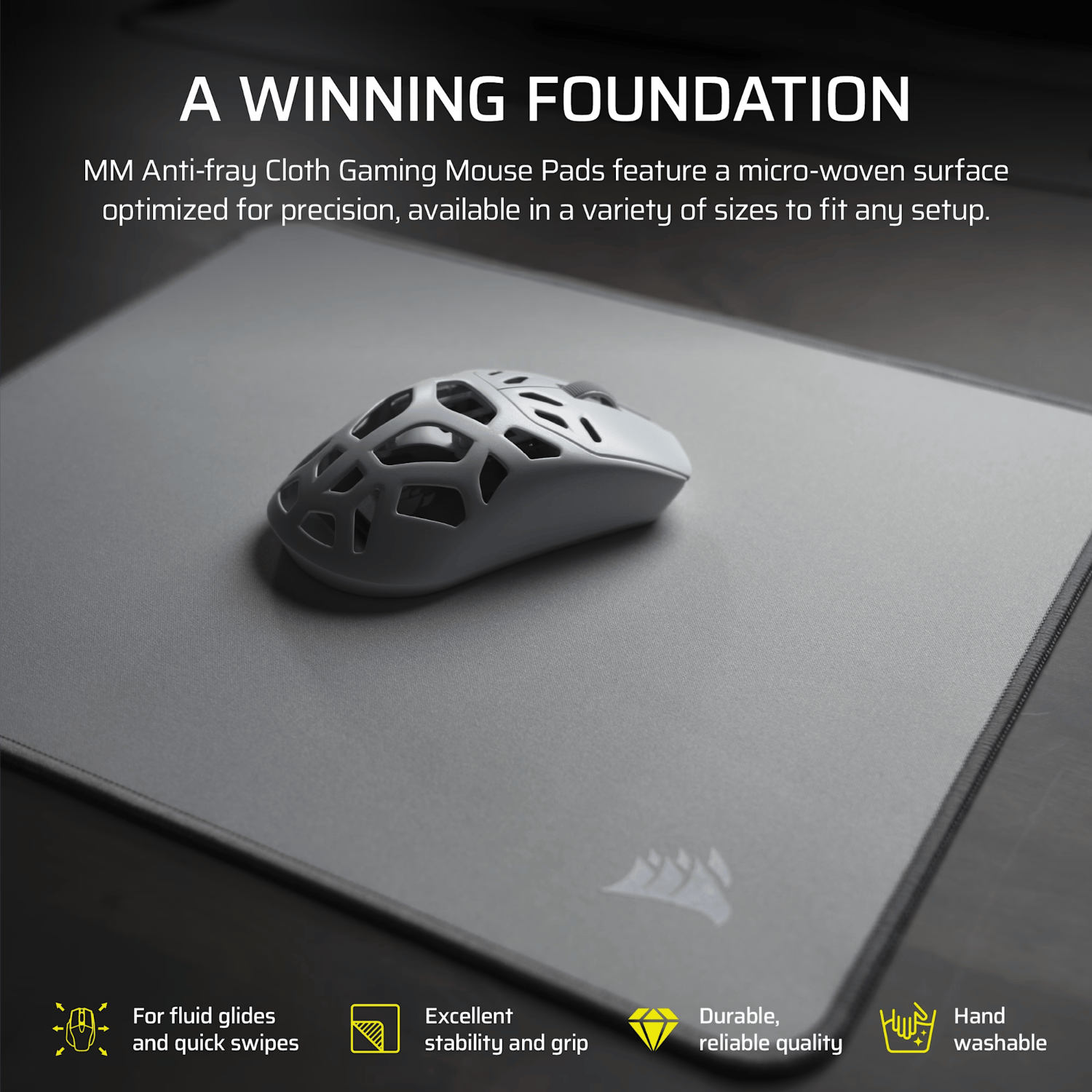 Corsair MM Anti-fray Cloth Medium Gaming Mouse Pad – Gray - Image 6