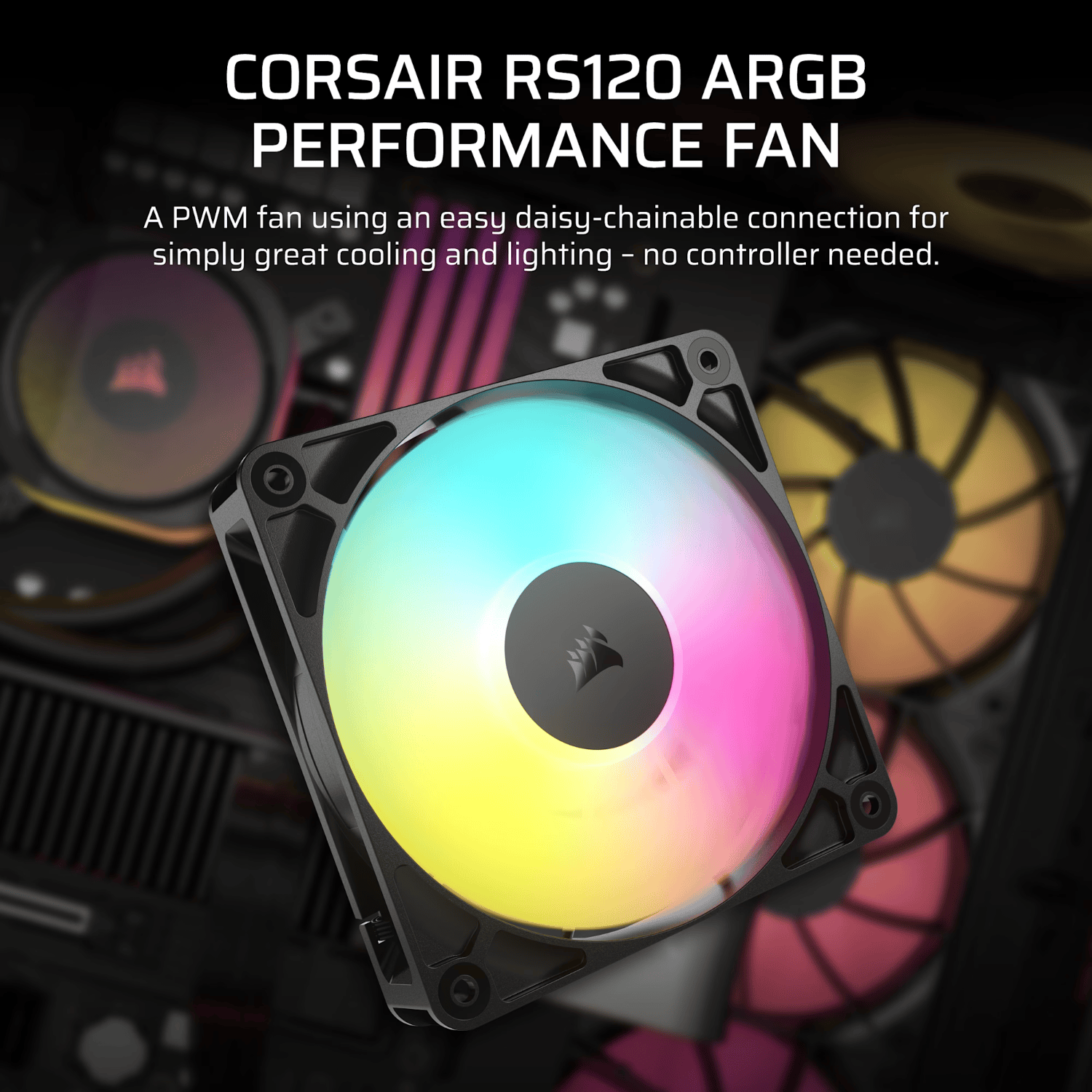 Corsair RS120 ARGB 120mm PWM Fan - Black - Image 4