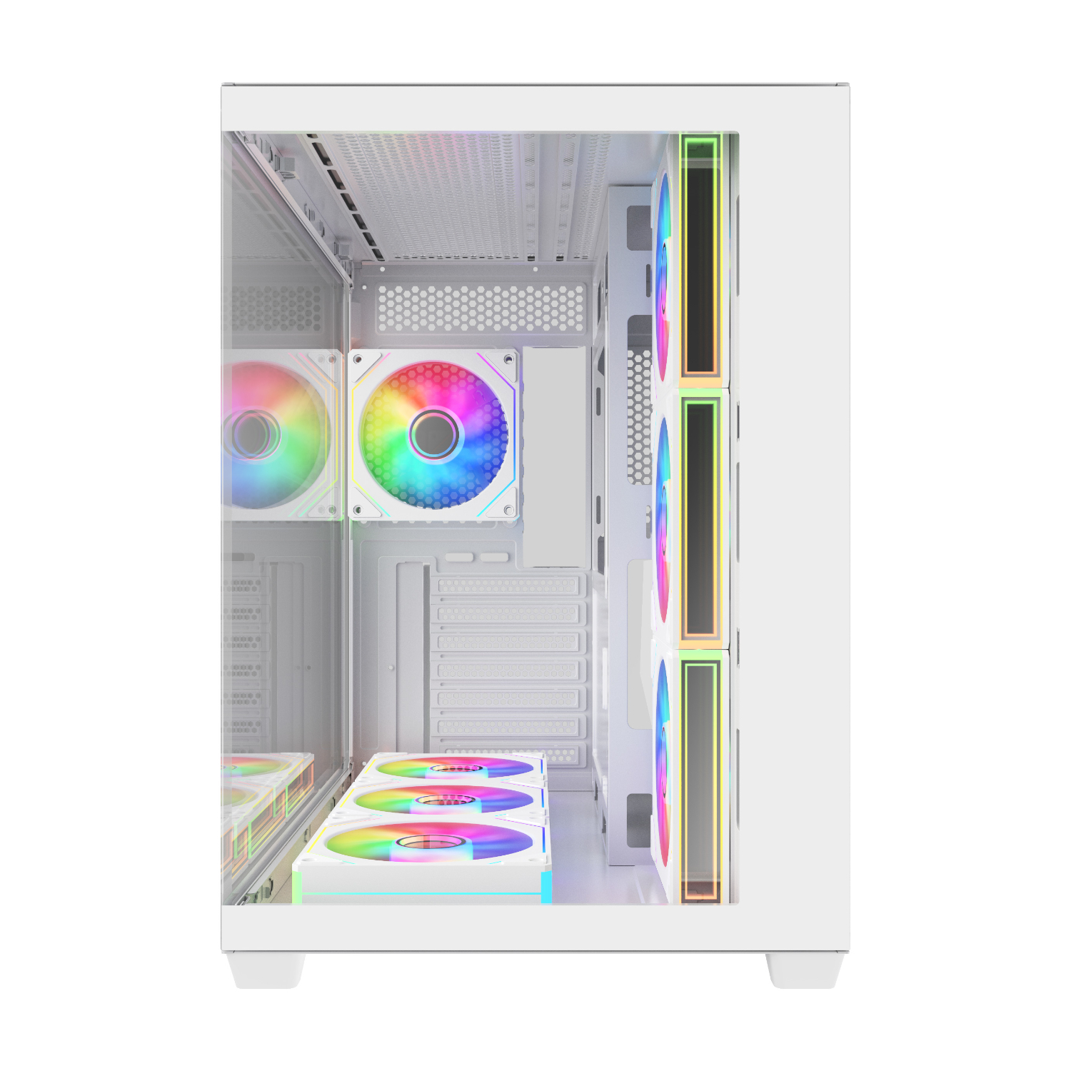 FSP M341 ATX Dual Chamber Mid Tower Gaming Chassis - White - Image 2