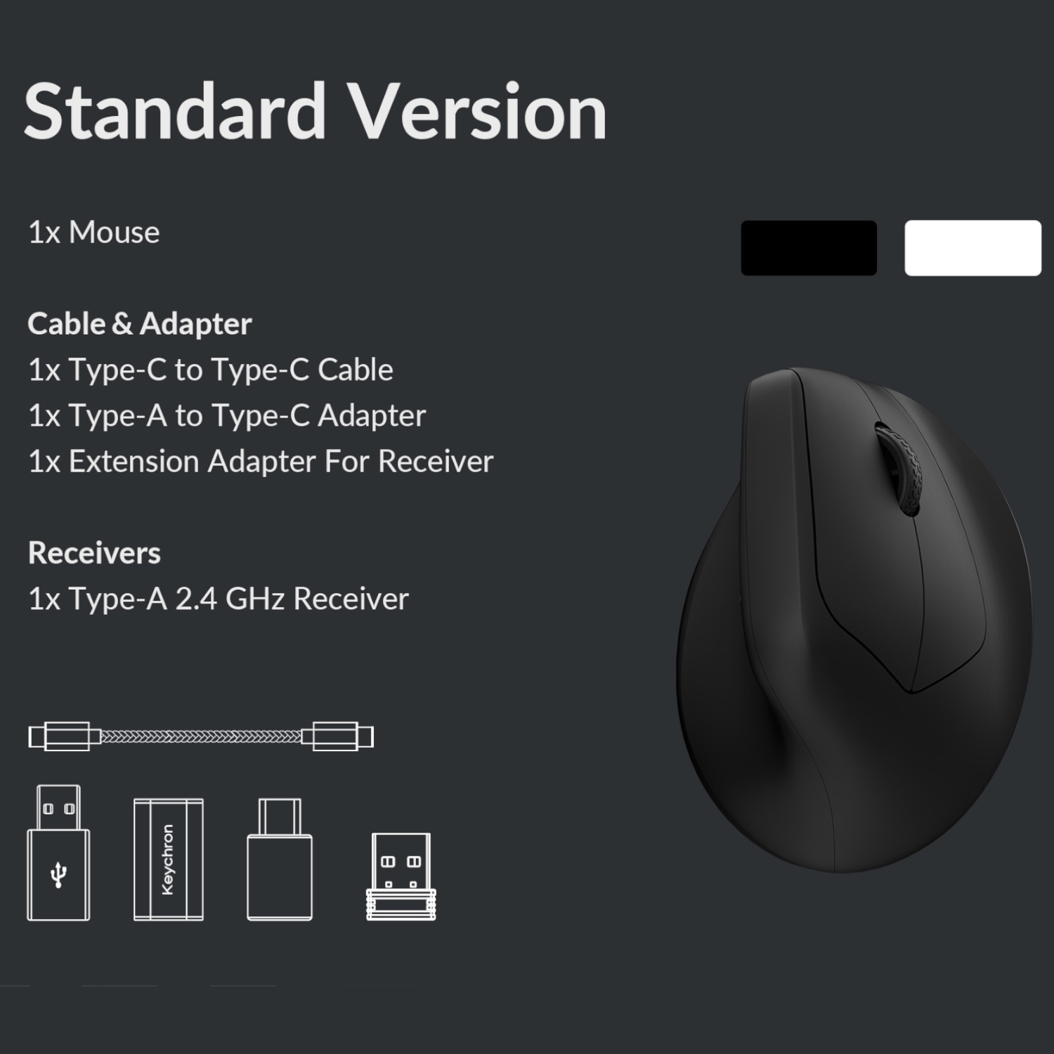 Keychron M5-A29 1K Wireless Mouse (BT/2.4GHz/Wired) - Black - Image 8