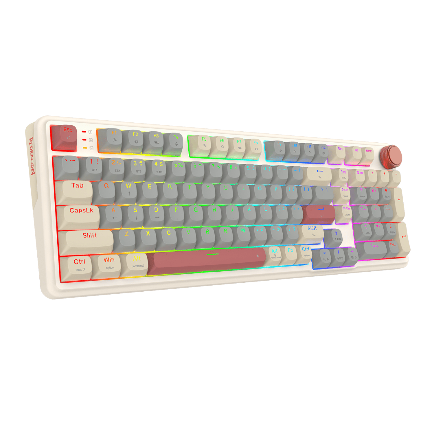 Redragon EISA 100 Retro RGB Wireless Mechanical Keyboard - Cream/Grey - Image 3